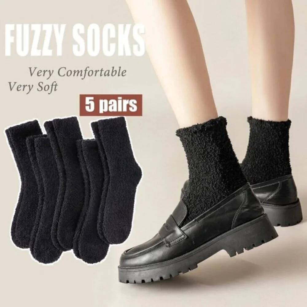 Ginmewrae Womens Fuzzy Slipper Socks Cozy Fluffy 6-Pack US 5-10